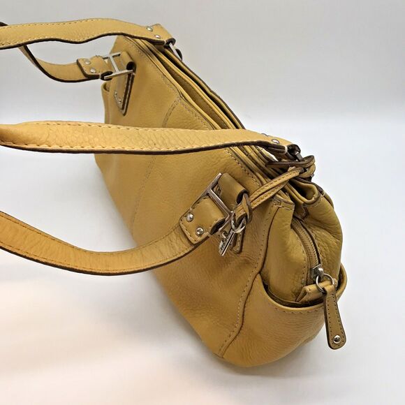 Vintage Fossil Mustard  Pebbled Leather Shoulder Bag with Key ZB9961 Authentic - Picture 9 of 11